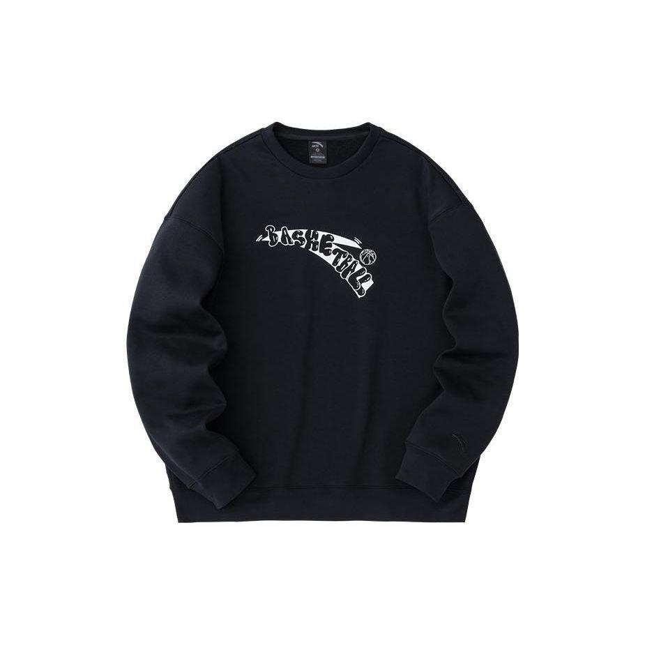 Anta Баскетбольная серия Логотип Письмо Круглый вырез Толстовка Мужская Толстовка Базовая-Черная 952411714-5