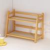Бамбуковая двухслойная стойка, двухъярусный настольный органайзер, высокая устойчивость, прочная несущая кухонная стойка, держатель для стаканов