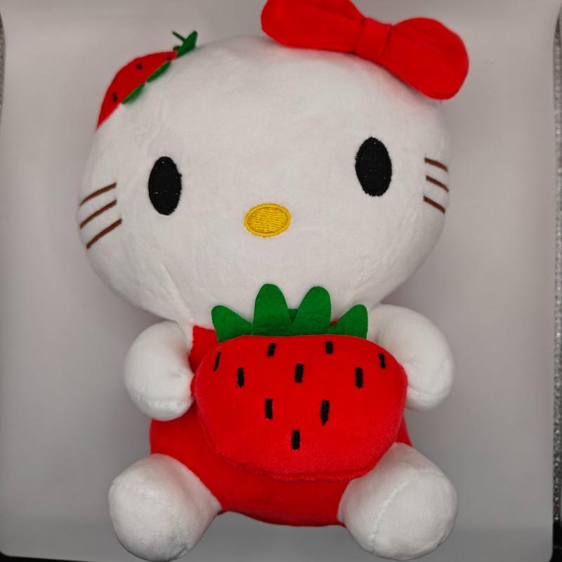 22 см Плюшевая кукла Кот КТ для девочек Мягкие игрушки-животные Плюшевая кукла Кот КТ с клубникой Декор для дома Игрушка-пелуш Подарок на день рождения