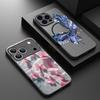 Тонкое магнитное кольцо для чехла Magsafe для iPhone 17 Pro Max Чехол iPhone 16 15 14 13 Pro Max 17E Матовая гибридная крышка из ТПУ+ПК с принтом-бабочкой