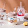 1pc 500ml Cartoon Bear Glass Cup With Lid And Straw High Borosilicate Water Mug With Handle Iced Coffee Cups Drinking Glasses