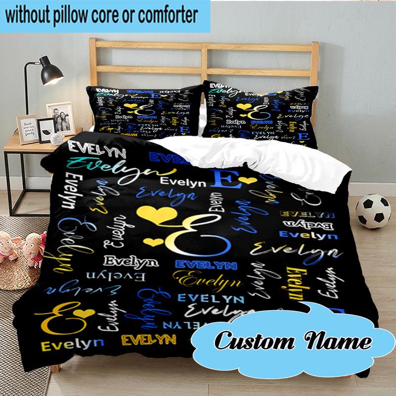 Custom Name 3PCS Pink Heart Bedding Set, Including 1pc Duvet Cover And 2pcs Pillowcases, Suitable for dorms and bedrooms Gift