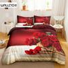 Комплект пододеяльников с красными розами размера «king/queen» мягкий роскошный абстрактный цветочный современный яркий красный романтический 2/3 предмета полиэстеровый пододеяльник