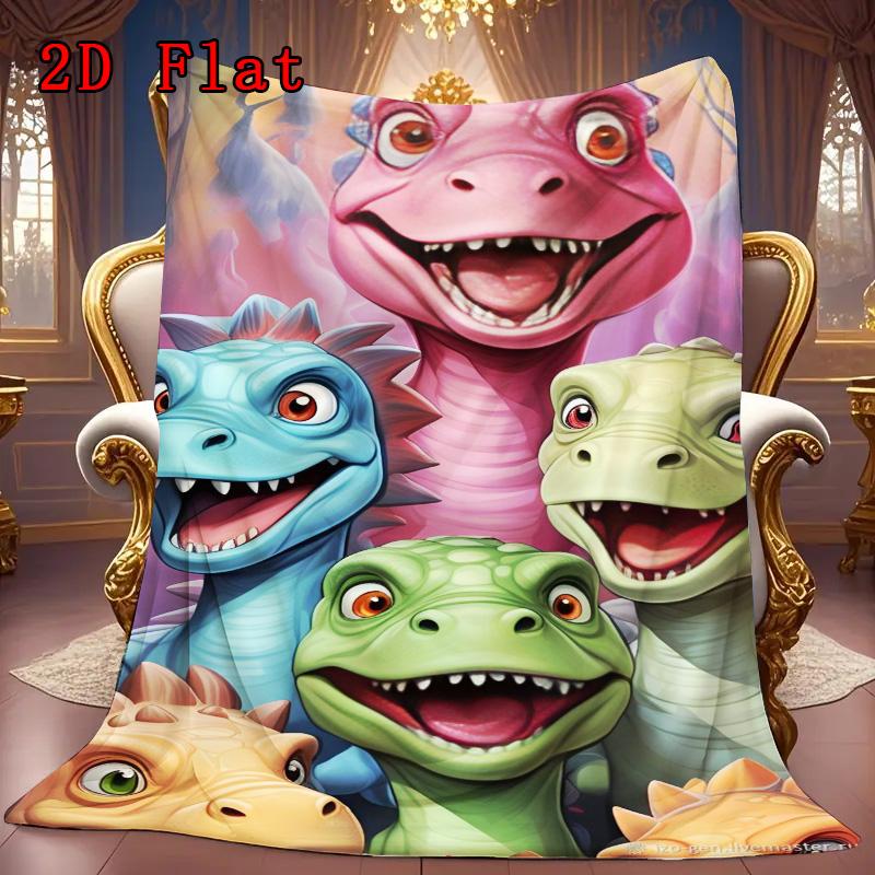 Cute dinosaur 2D Flat Pattern Flannel Blanket High quality All Seasons Warmth and Comfort Perfect for Christmas Gifts.MMT0918470