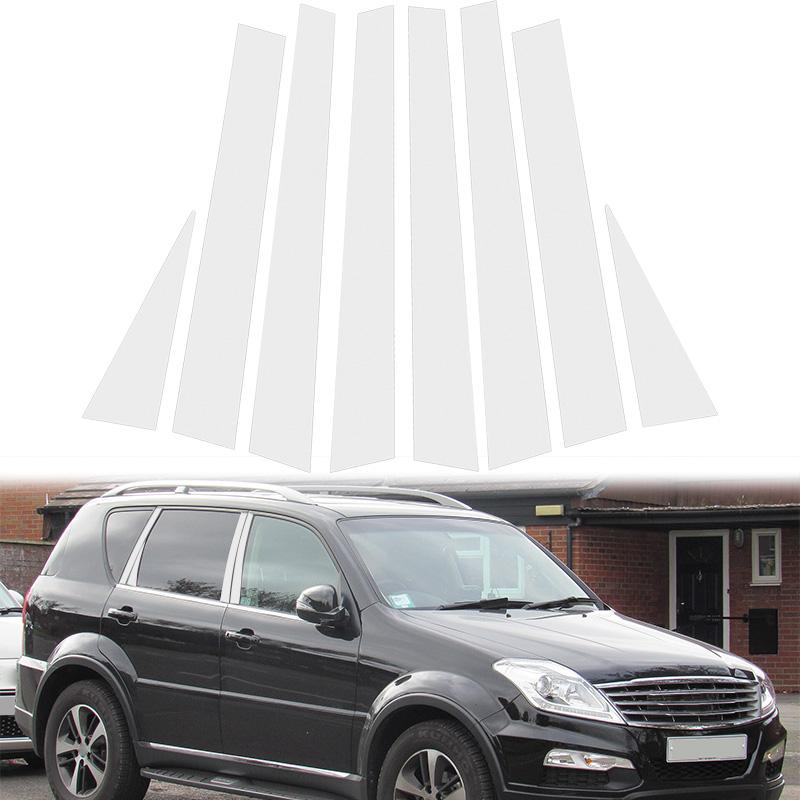 6 шт. для SsangYong Rexton 2002-2017 Накладки на стойки, Молдинги окон автомобиля, Накладки на стойки B/C, Серебристые аксессуары