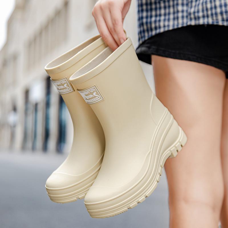 Полусапоги резиновые женские на толстой подошве износостойкие и нескользящие резиновые сапоги для улицы, для кемпинга, водонепроницаемые сапоги, рабочая обувь для воды