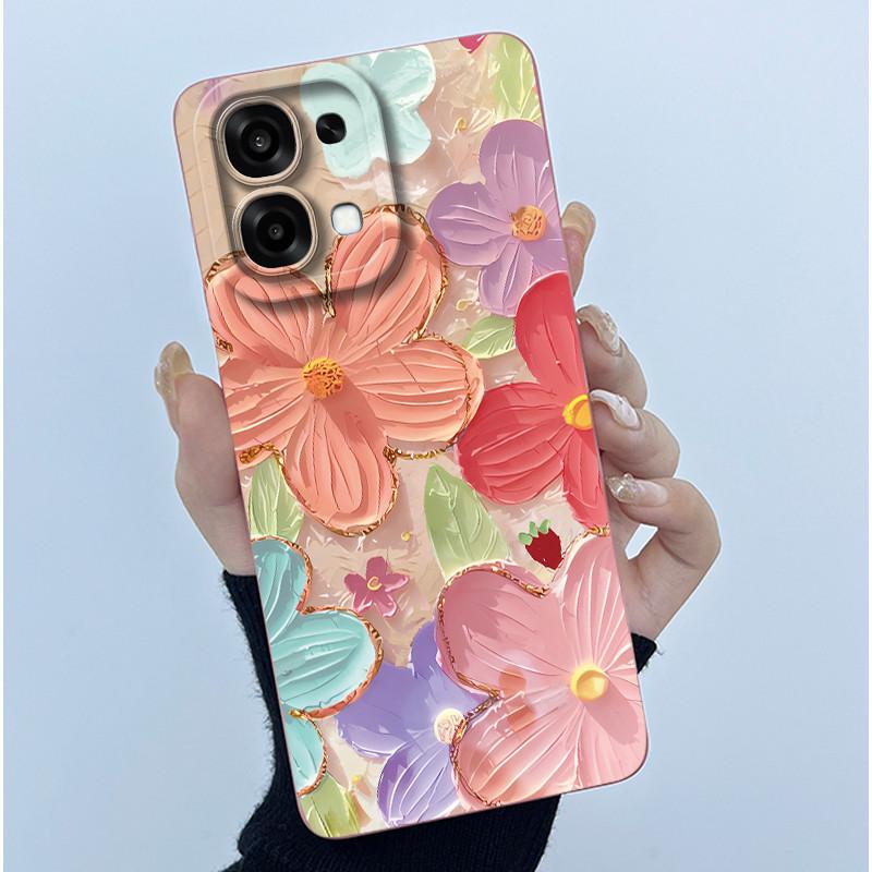 Чехол для Oppo A6 Pro 5G 4G Модный Минимализм Масляная Живопись Цветочный Силиконовый Мягкий Корпус Телефона Новый Дизайн Ударопрочная Задняя Крышка