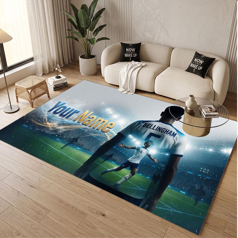 Custom Rug Jude Bellingham Pattern Print Name Text Soft Non‑Slip Floor Carpet for Home Indoor Decoration