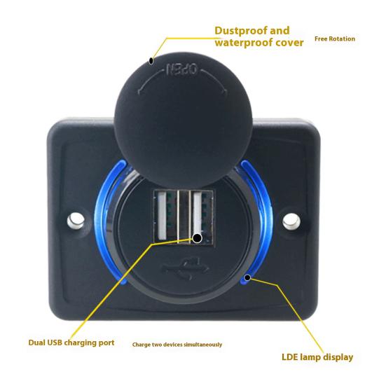 Двойное USB гнездо для автомобильного зарядного устройства 3.1A Розетка питания Двухпортовый адаптер для быстрой автомобильной зарядки со светодиодным индикатором 12В-24В Станция быстрой зарядки для телефонов, планшетов