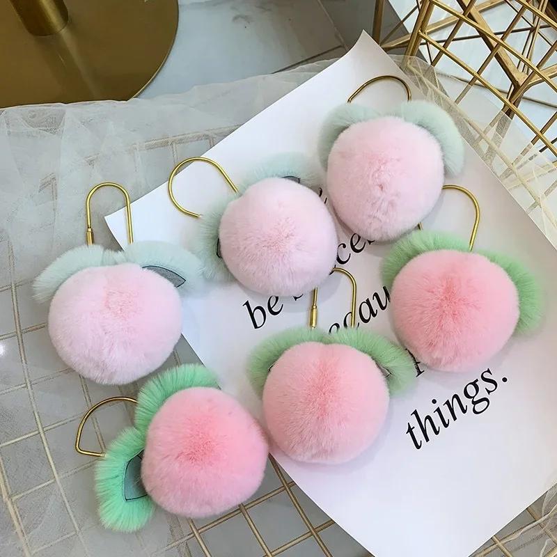 1 пара подвесок в виде персика, кроличья шерсть, украшение в виде сердца, автомобильная розовая сумка, брелок для ключей, Sailor Moon, Honkai Star Rail