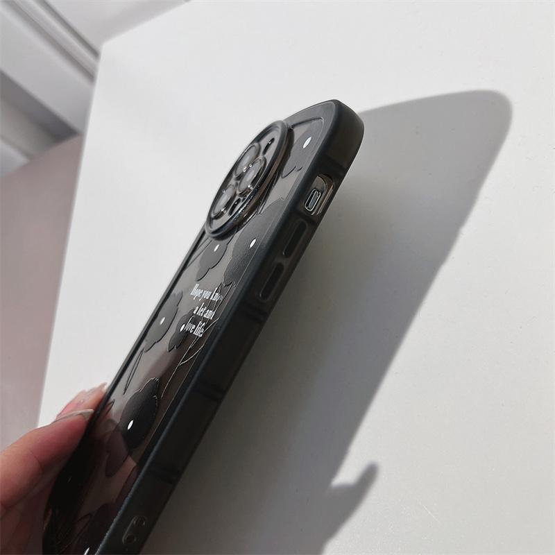 Для Iphone 11 12 13 14 Promax чехол для телефона Роскошный черный холодный черный цветочный силиконовый мягкий чехол с защитой от падения для Iphone Xr X 1076