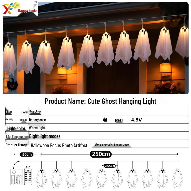 New Halloween LED Ghost Hanging Lights for Halloween Decor