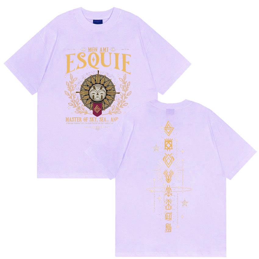 Esquie Clair Obscur Expedition 33 Графическая Футболка Подарок для Фанатов Игр Мерч Футболка Мужская Женская Мода Харадзюку Хлопковые Футболки Уличная Одежда