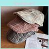 Short Brimmed Retro Beret With Stripe Design For Spring Summer Accessory Fashion