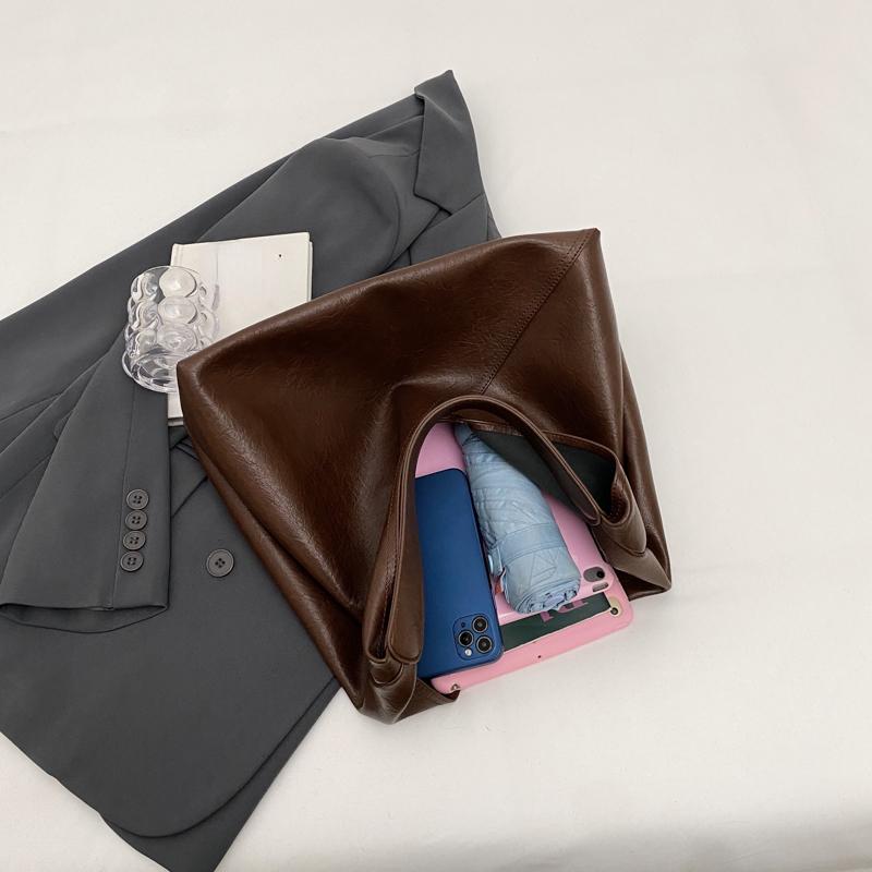 Модная дизайнерская кожаная сумка через плечо для женщин 2024, трендовая женская простая большая сумка-хобо под мышками, сумки и кошельки