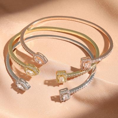 Роскошные геометрические браслеты-манжеты золотого цвета для женщин, модные браслеты с кубическим цирконием, повседневные ювелирные изделия для вечеринок и вечеринок.
