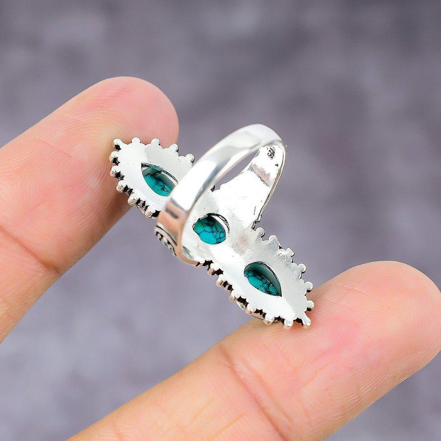Santa Rosa Turquoise Handmade 925 Sterling Silver Jewelry Ring Size 8 H0q76