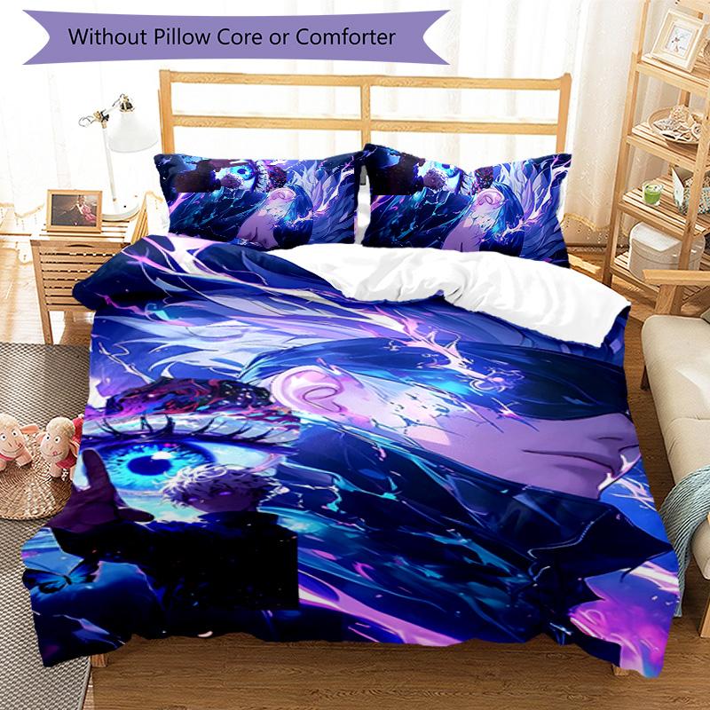 3pcs Gojo Satoru (2) Design Cover Set - HD Printed Bedding with 1 Cover and 2 Pillowcases - Perfect for Home and Dorm Decor