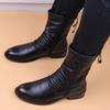Мужские повседневные высокие мотоботы в английском стиле, черные стильные туфли из мягкой кожи, ковбойские осенне-зимние ботинки, крутые высокие боты для мужчин