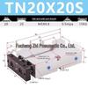 Пневмоцилиндр с двойным штоком и двумя поршневыми штоками TN10-40