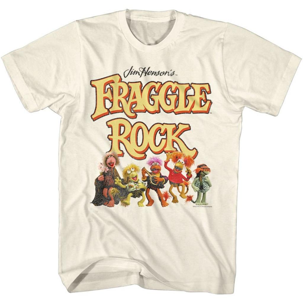 Fraggle Rock Fraggies and Logo Natural Adult T-Shirt