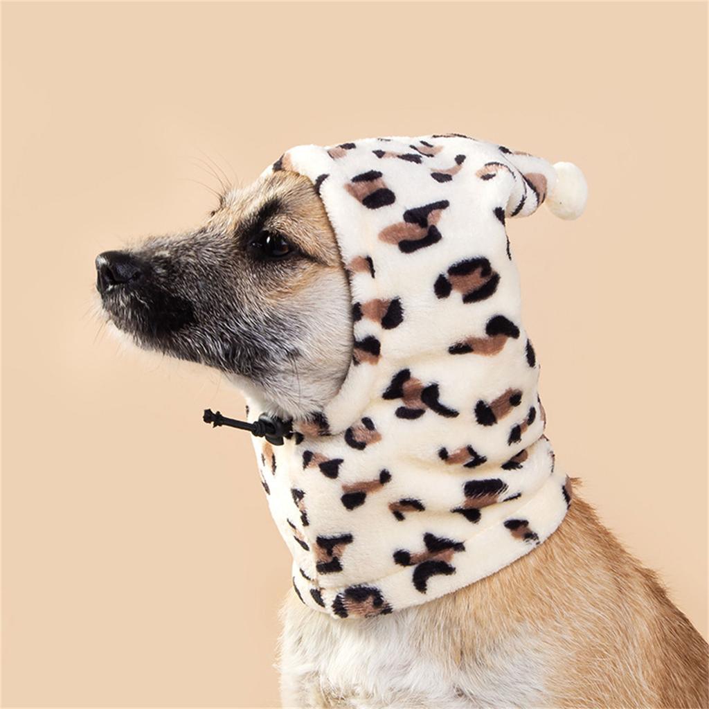 Small Dog Plush Cap for Halloween with Leopard Print Pet Birthday Party Props Hat Dogs Adjustable Strap Pullover Hat