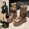Модные ботинки женские платформа готические резинка танкетка короткие ботинки матовая кожа толстая подошва панк внутренняя увеличенная высота короткие ботильоны женские