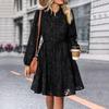 Spring and Summer Elegant Retro Lace Long Sleeve Dress Women Fashion A Line Casual Loose Dresses Women Slim Fit Solid Party Club Female Dress 26645