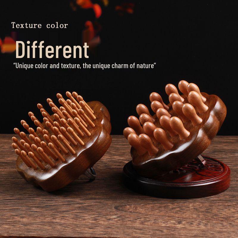 Массажная расческа из сандалового дерева: Круглое кольцо для пальца-диска, шампунь-щетка для тела и кожи головы.