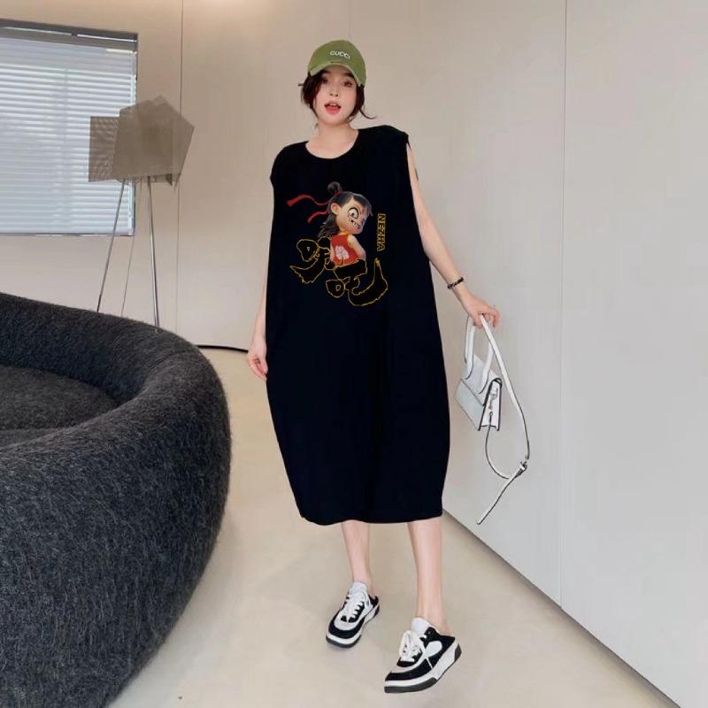 Женский летний топ-топ без рукавов с рисунком «качели» и длинное платье-футболка с бретелью через шею