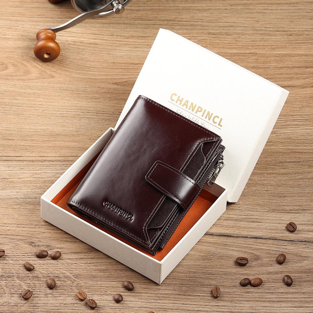 Мужской короткий кошелек для карт из масляной кожи - Crossborder C Brand First Layer Cowhead для водительских прав и многофункционального держателя карт