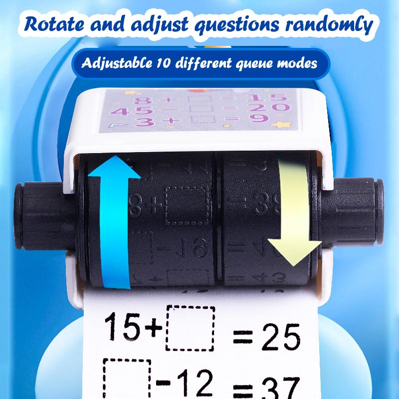 1pcs Teaching Stamp Math Problems Design Fill In The Blank Roller Reusable Student Digital Stamper Within 100 Math Practice