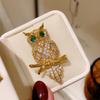 Металлическая брошь в форме совы с блестящими стразами, покрытая кристаллами, клипса для шарфа, шали, подарок для мужчин и женщин