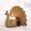 Metal Dancing Peacock Figurine for Good Luck and Love | Candle Holder for Home Dcor Tabletop Living | Showpiece