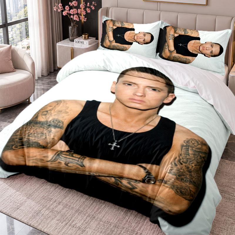 Eminem 3Pcs Bedding Set Duvet Cover With Two Pillowcases For Bedroom Home Decoration