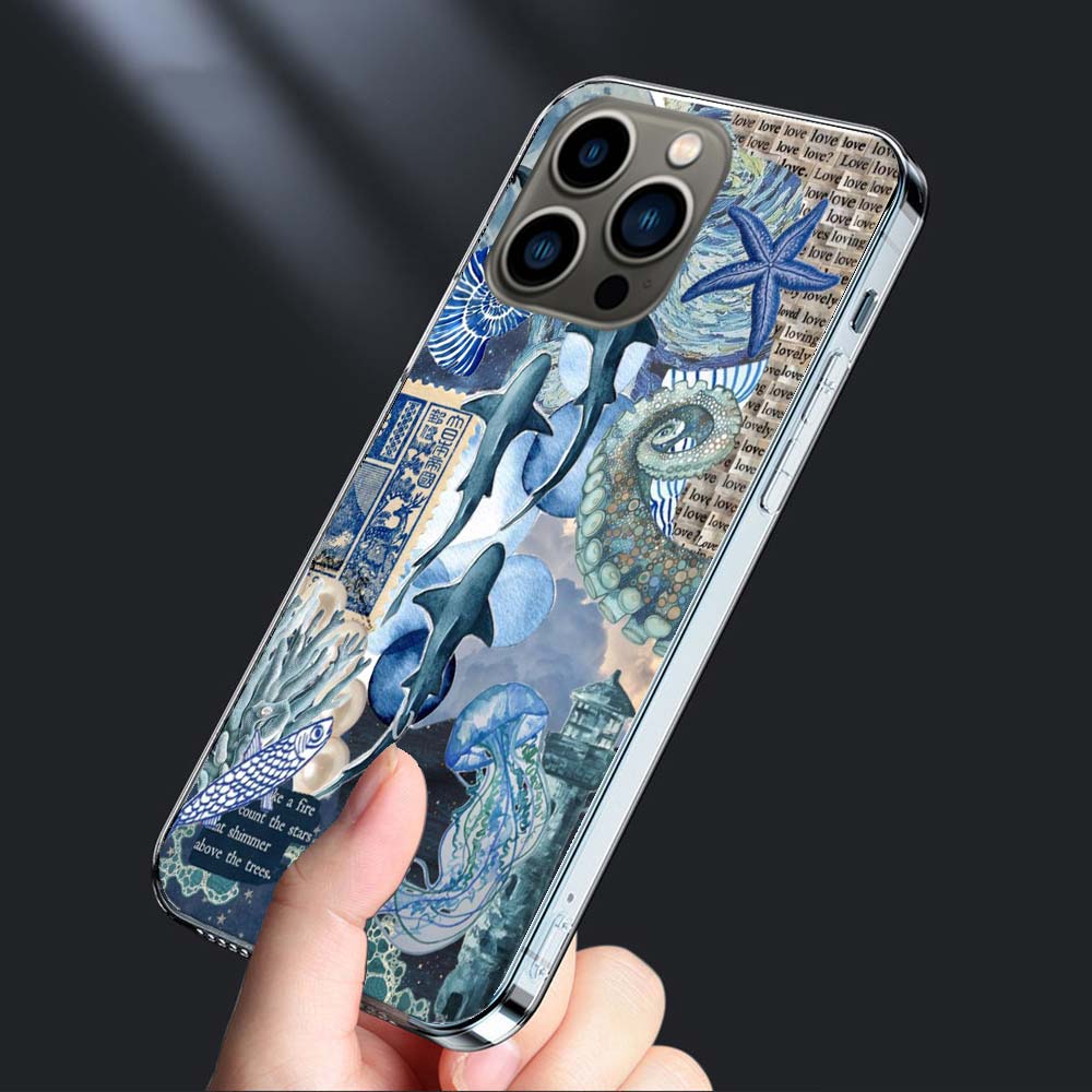 Морская Синяя Пляжная Океанская Чехол для Телефона Для Iphone 16E 15 Pro 14 Plus 17E 16 17 Pro Max Air 11 12 13 Mini Ударопрочный Capa Милый Чехол