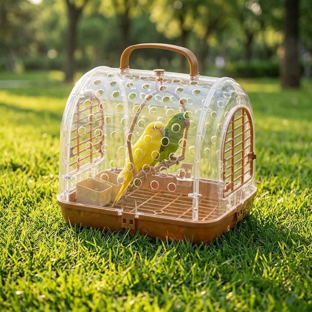 Plastic Parrot & Cockatiel Outdoor Portable Bird Cage with Warm-Keeping Carry-On Travel Bag