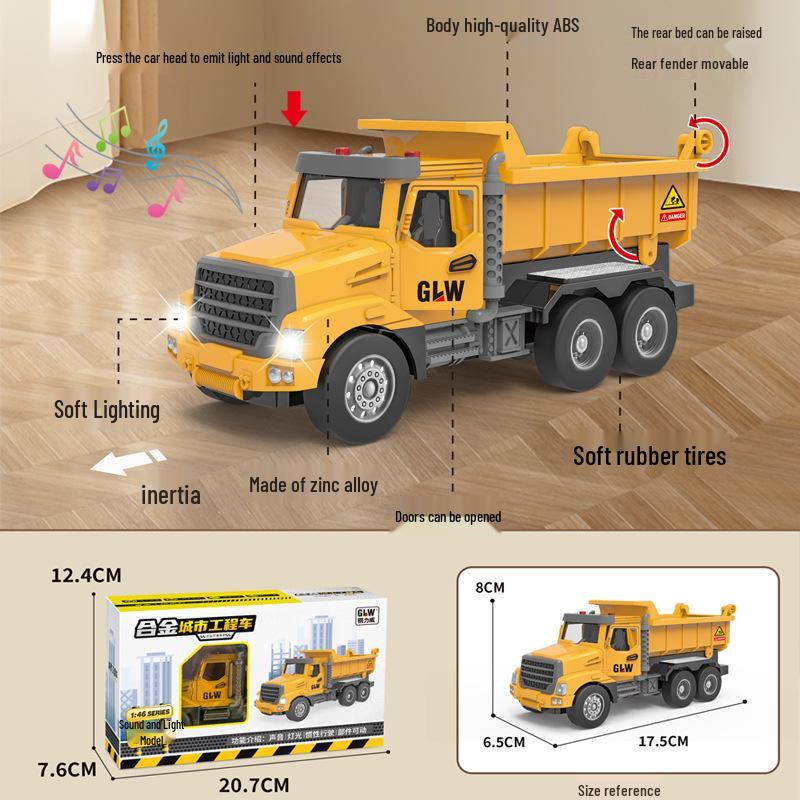Douyin Alloy Children's Crane & Excavator: Inertial Sound & Light Mixer Truck Model