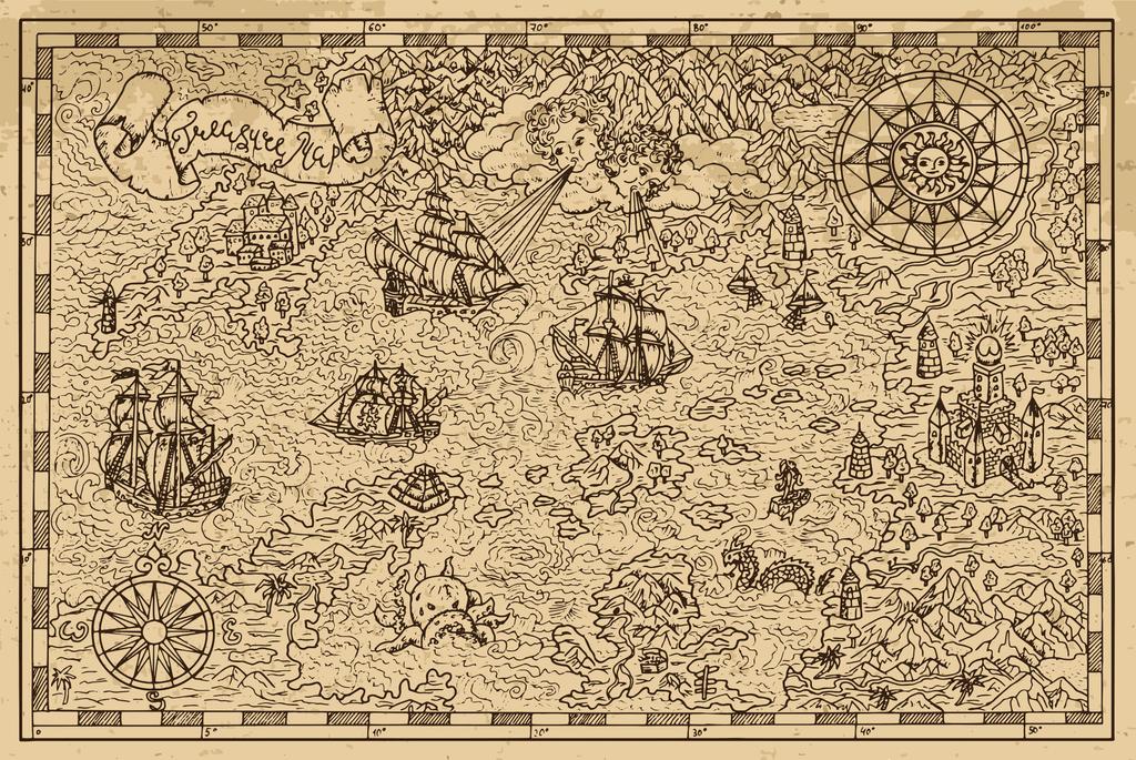 Photomural Treasure Map Washable Fleece 400x280