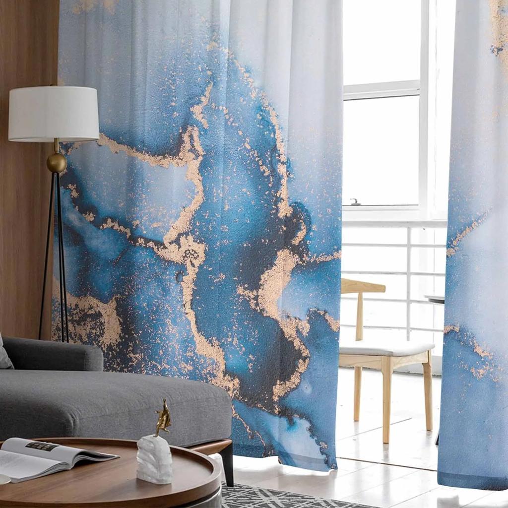 Abstract Marble Watercolor Sheer Curtains For Living Room Kitchen Window Curtains Bedroom Tulle Voile Curtains