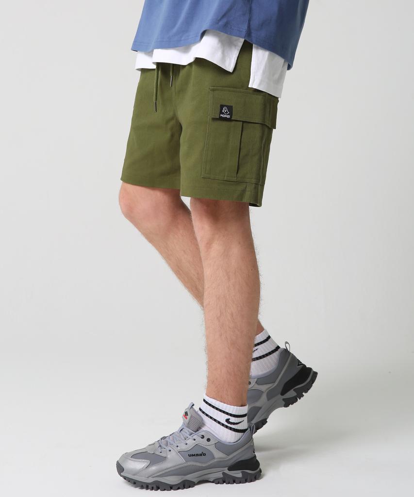MOZMOZ [M-3Xl] Unisex Basic Cotton Cargo Shorts_Khaki