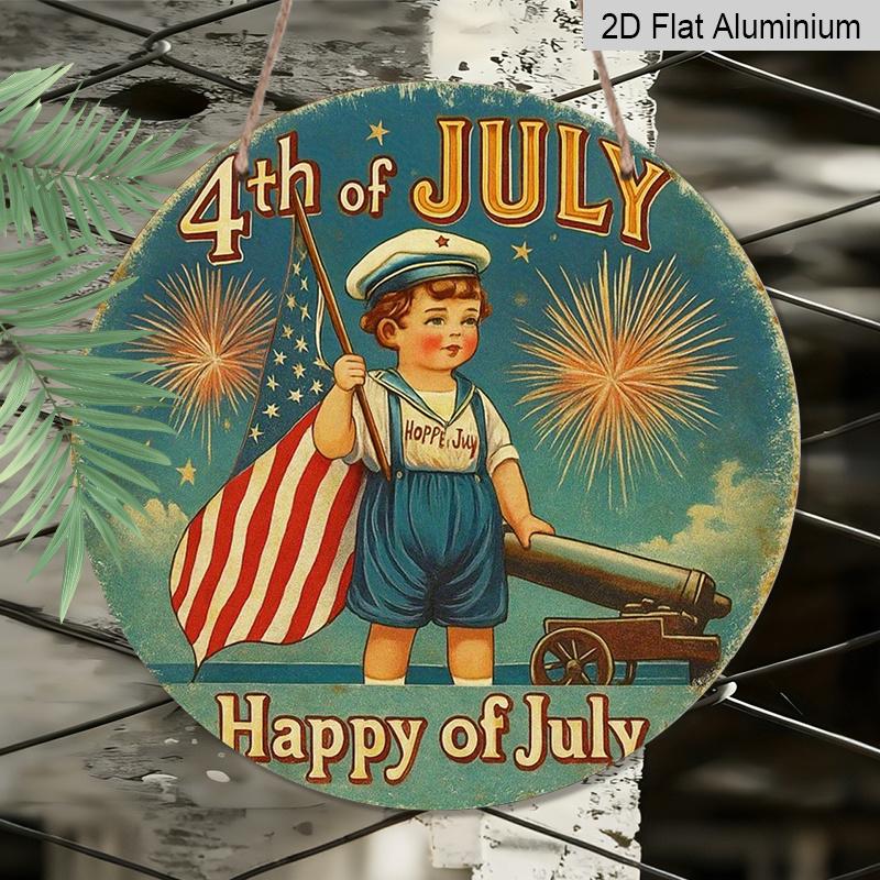 2D Flat 1pc, 8x8 in, Suitable for Independence Day Celebrations - Aluminum Metal Decorative Signs & Plaques, Perfect for Decorating for Home Cafes or