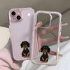 Прозрачный чехол для телефона с рисунком таксы Для iPhone 17 16 15 14 13 12 11 Pro Max Air Plus 2 в 1 Силиконовый мягкий чехол конфетного цвета