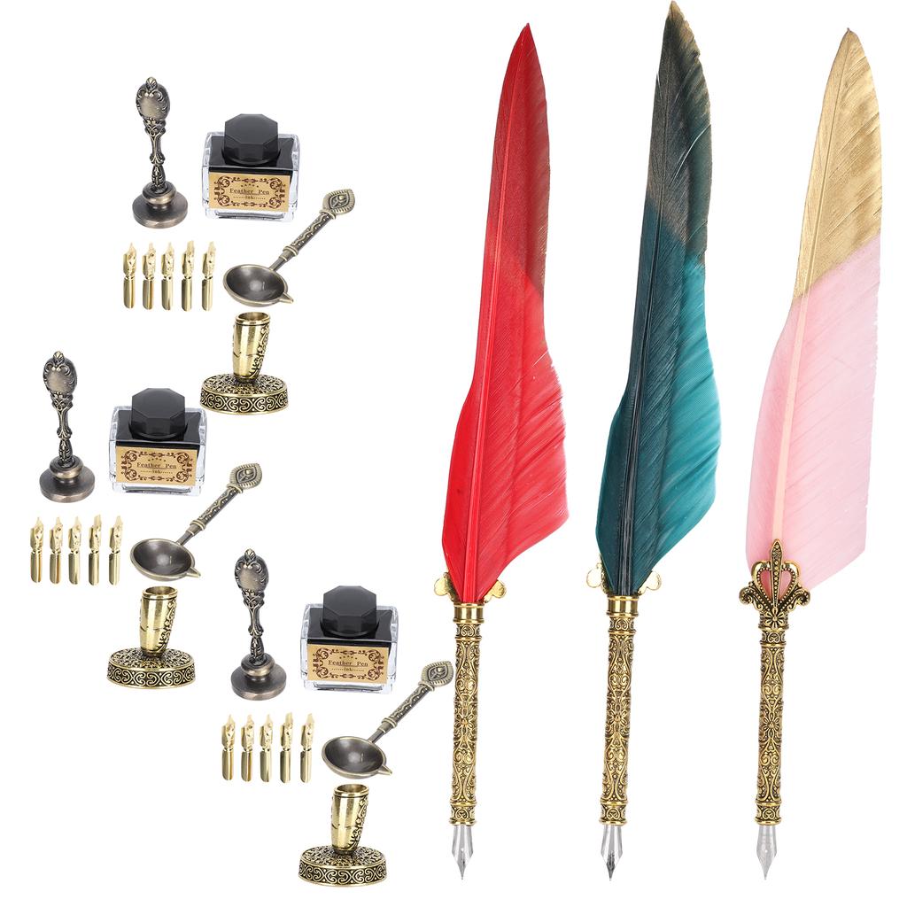  Набор ручек с золотым покрытием, винтажный инструмент для письма, ретро-каллиграфия, подарок