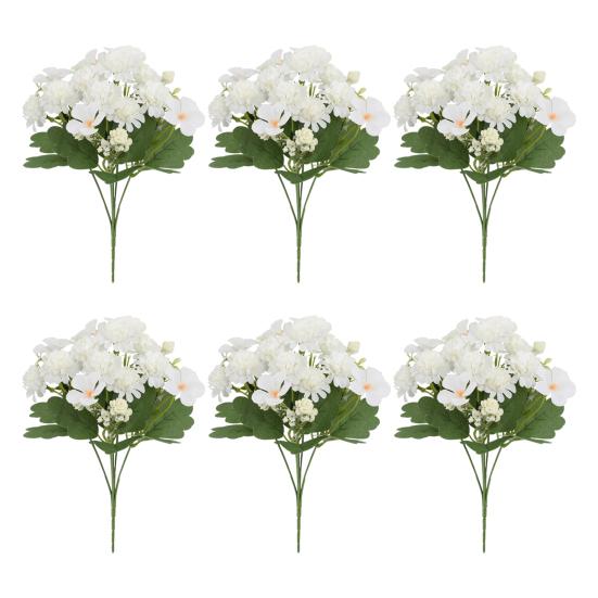 6 шт. искусственных цветов с зелеными листьями, реалистичные поддельные пластиковые цветы для дома, офиса, свадьбы, вечеринки, помещения, улицы, искусственные цветы, растения, украшения