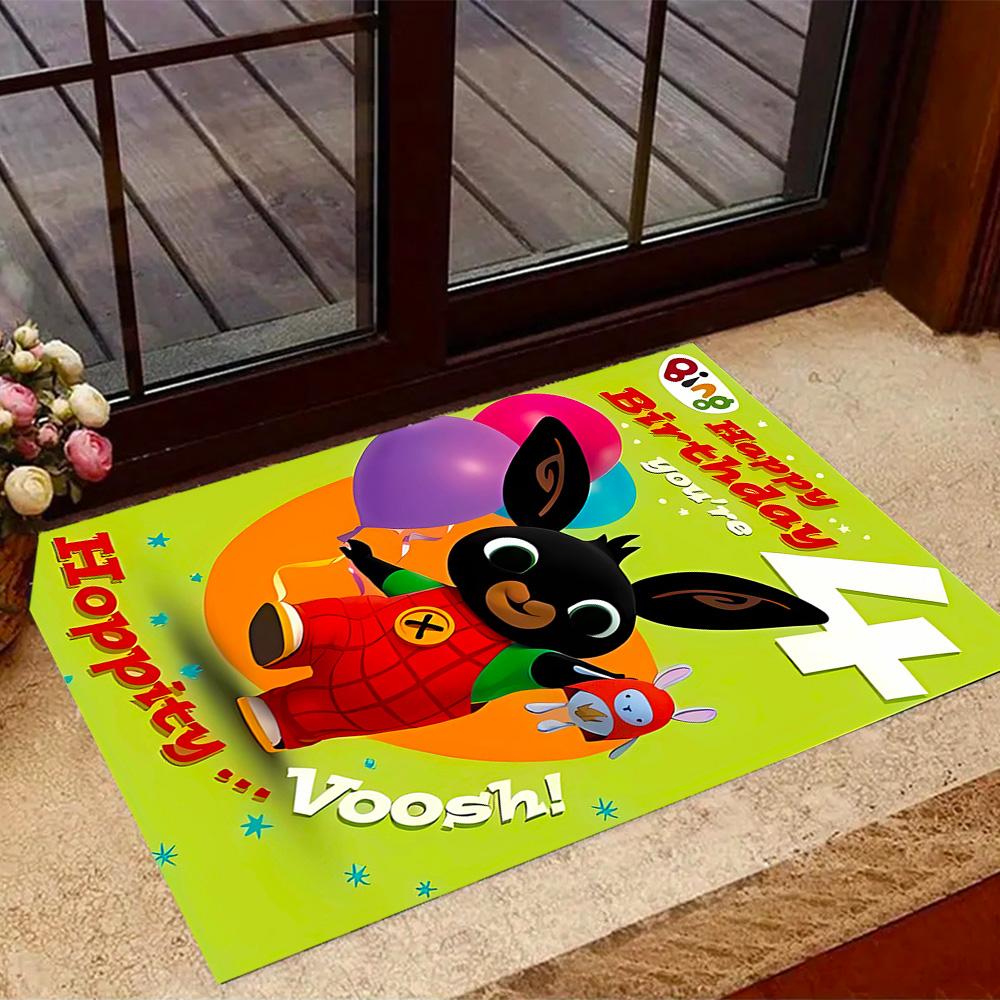 Bing's Colorful Adventure Themed Anti-Slip Rugs - Polyester Home Decor, Suitable for Bedrooms, Living Rooms, Doorways, Studios, and Decorations
