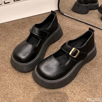 Модные весенне-летние новые женские туфли в стиле ретро с круглым носком и толстой подошвой, увеличивающие рост, простые, удобные, повседневные женские туфли