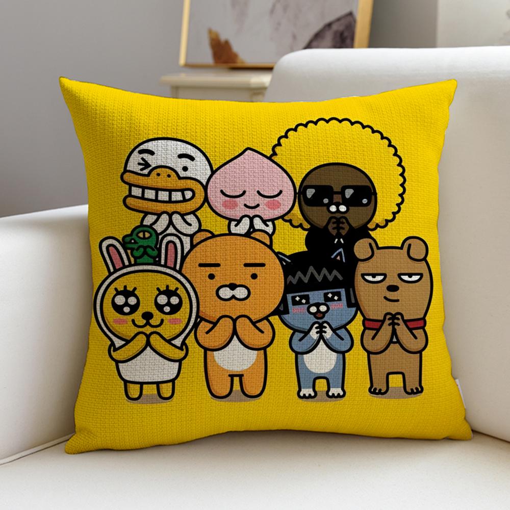 Popular KKakao FriendsS Cushion Cover Breathable and skinfriendly linen pillowcase square removable and washable cushion