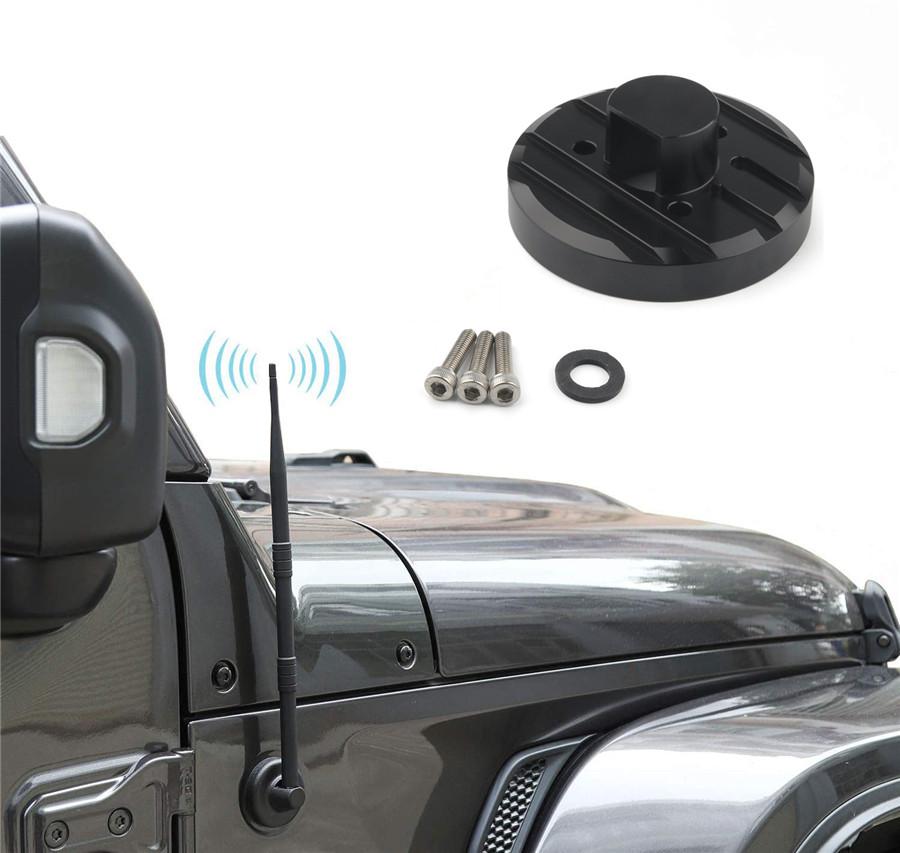 Exterior Antenna Base Cover Decorative For Jeep Wrangler JK JL 2007-2017 Black