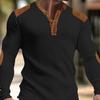 3D Breathable Men's Casual Sweatshirt Autumn V-Neck Top with Button Fashion Men's T-Shirt